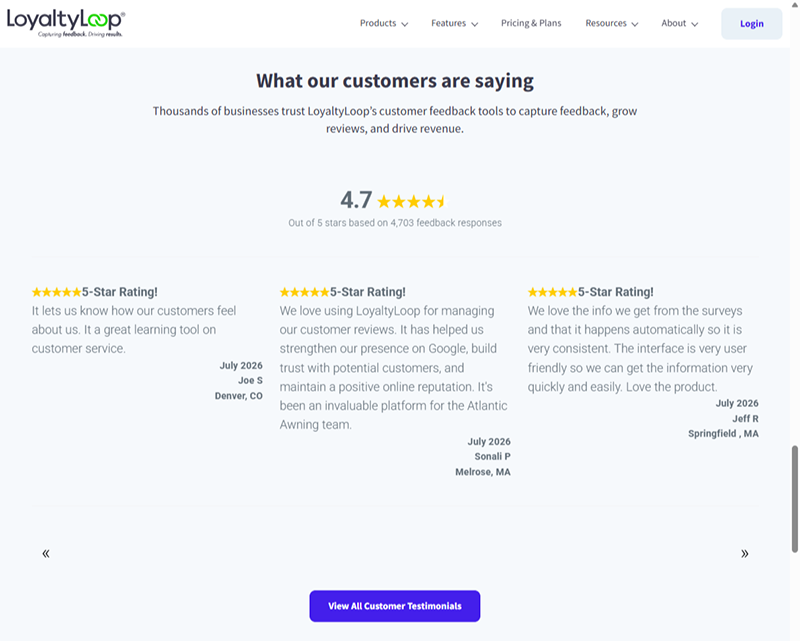 LoyaltyLoop Testimonial Publisher Widget auto-publishing positive feedback