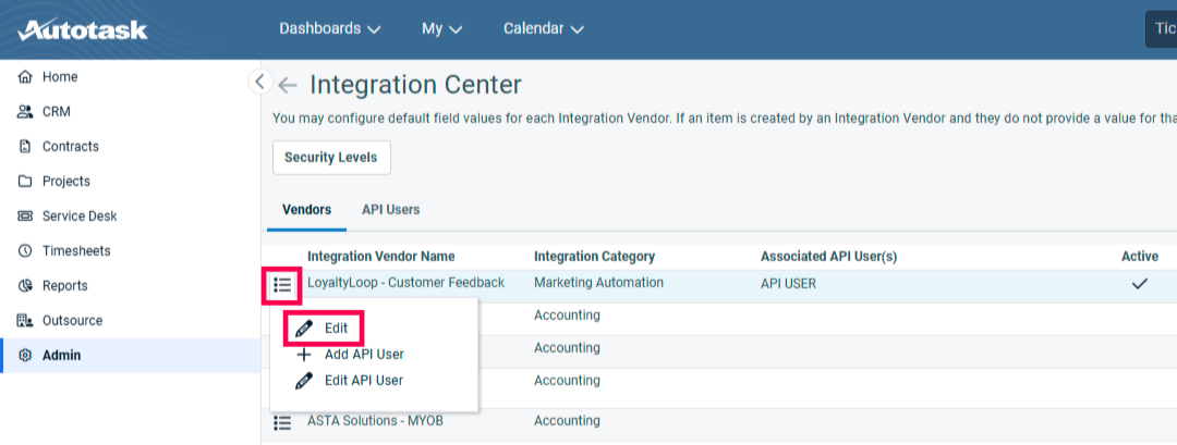 autotask integration center
