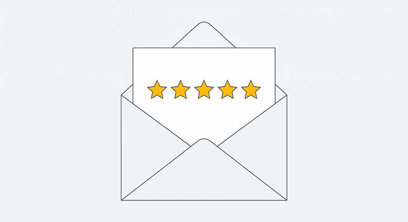 Customer satisfaction survey email with a star rating.