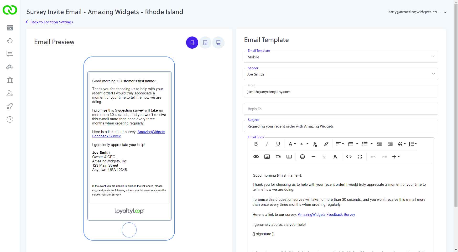 loyaltyloop email preview by device type