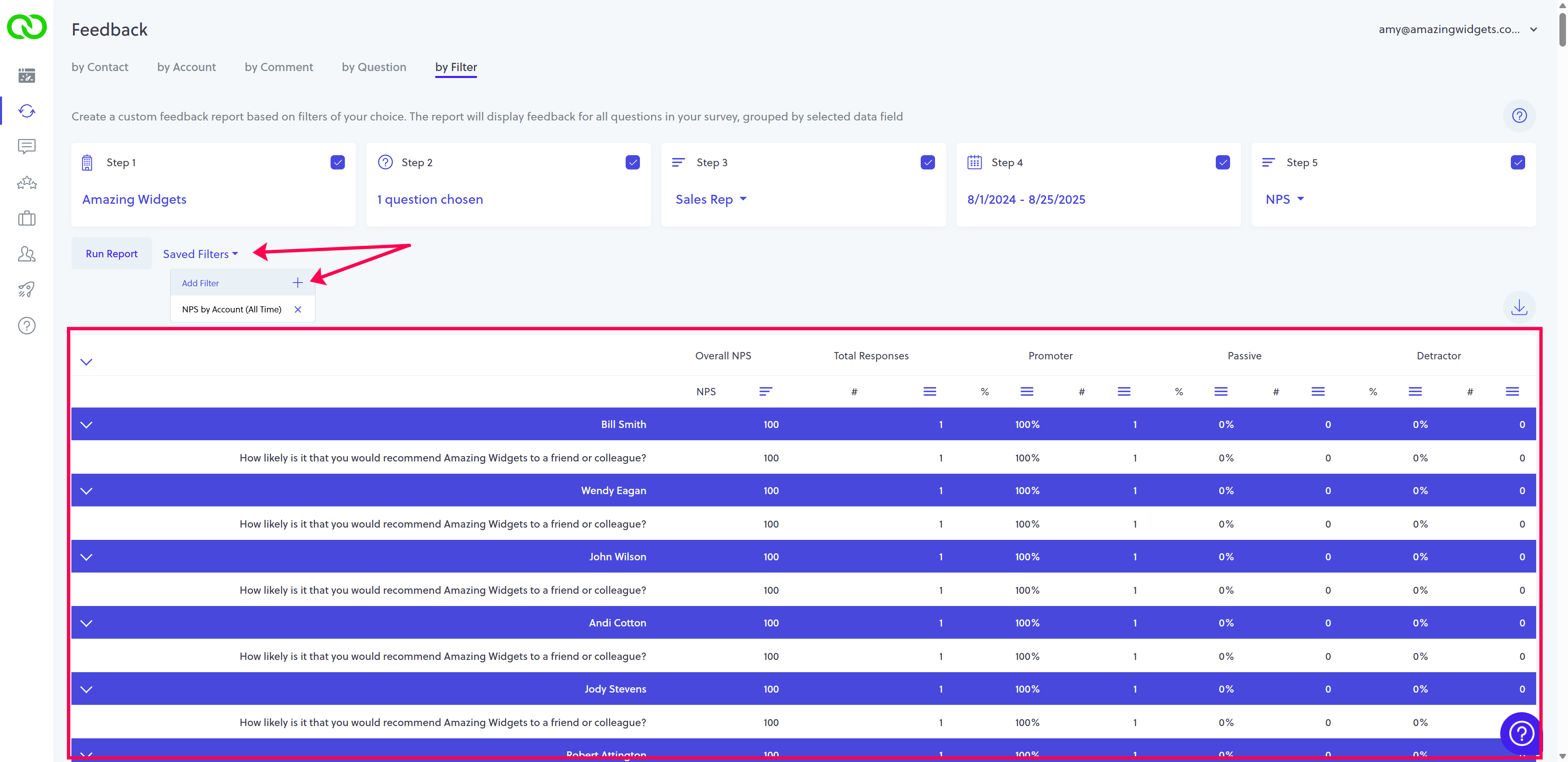loyaltyloop feedback by filter