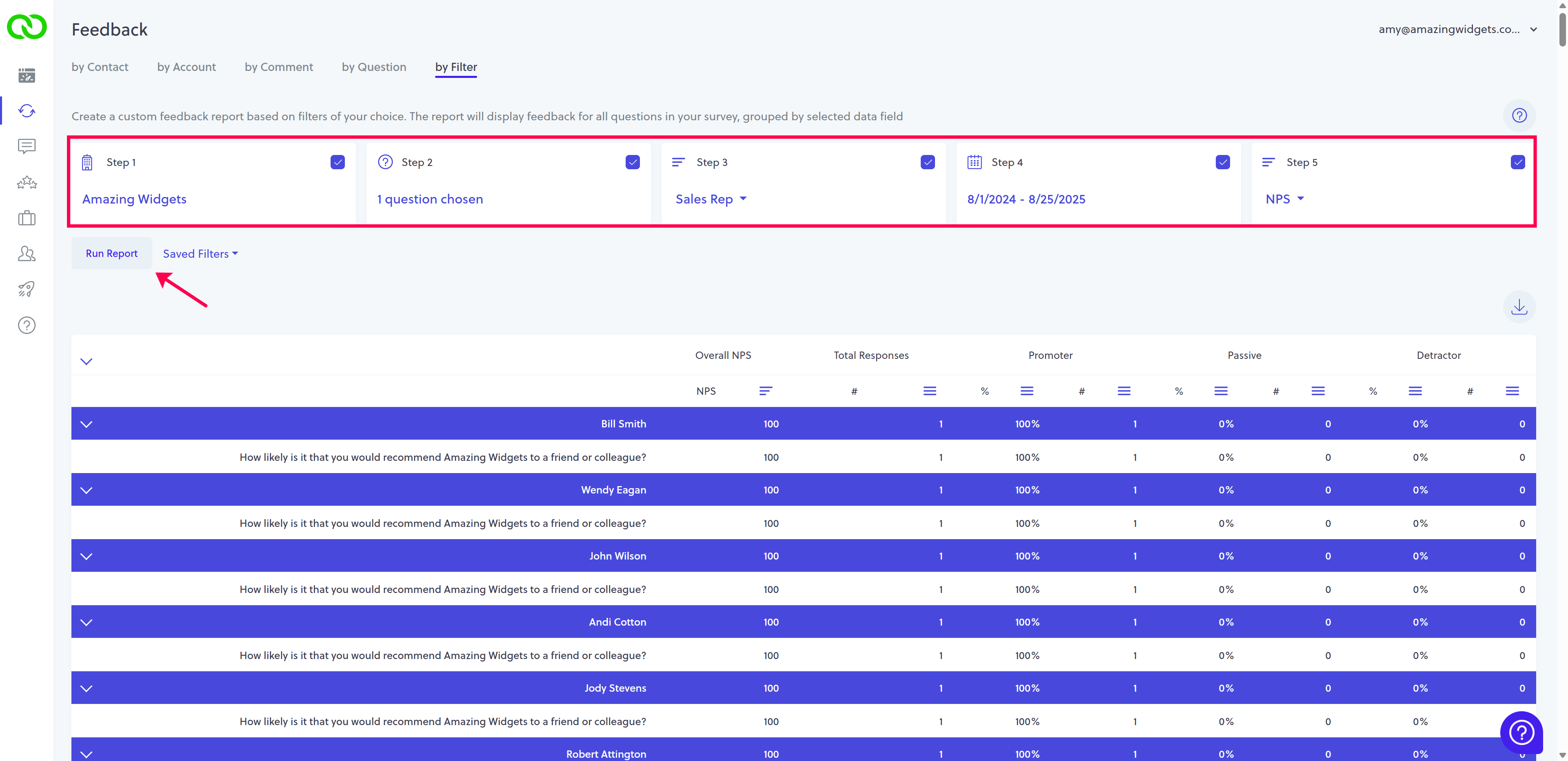 loyaltyloop feedback by filter