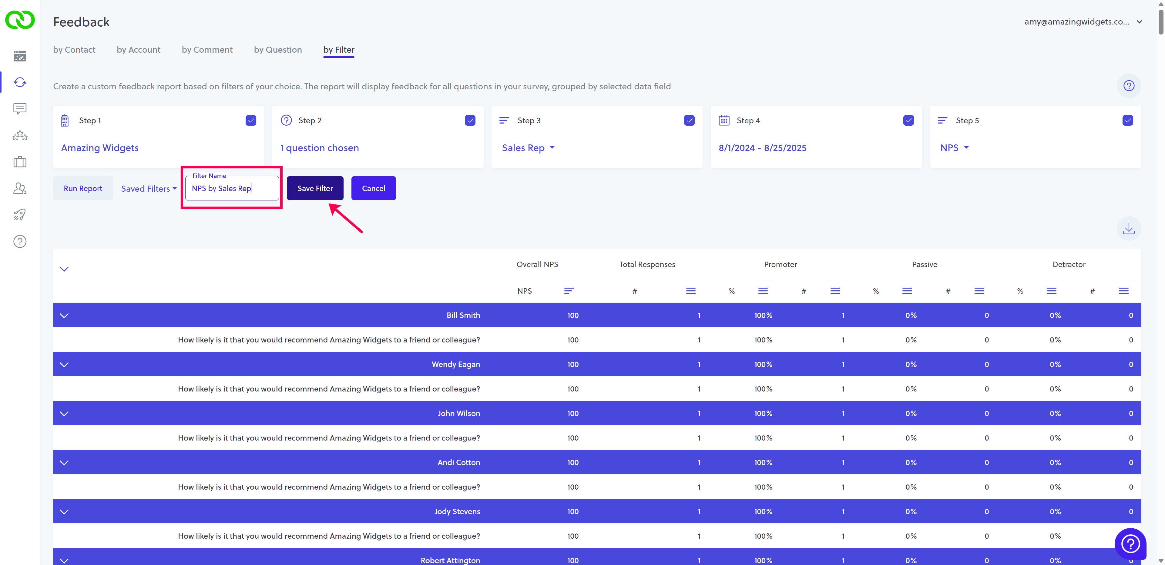 loyaltyloop feedback by filter