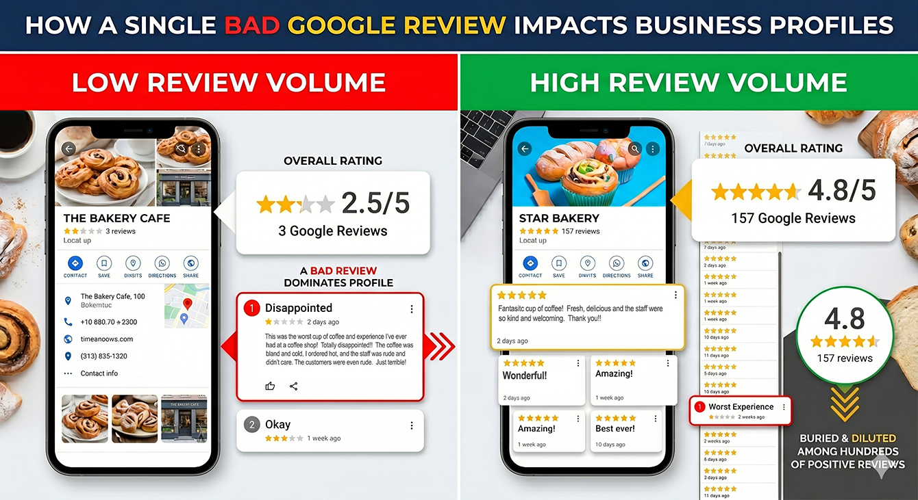 Diluting negative reviews with positive feedback volume