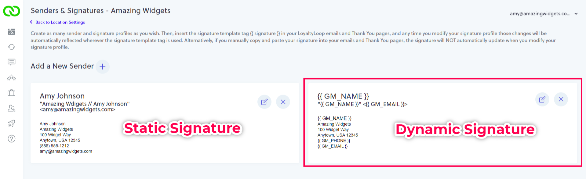 loyaltyloop dynamic signatures