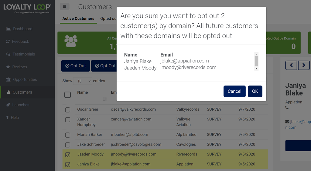 LoyaltyLoop Opt-Out Domains