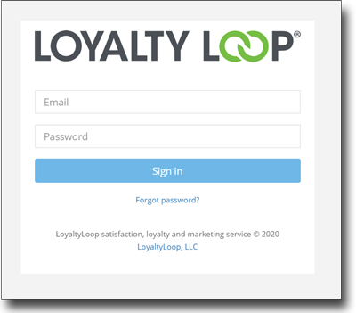 loyaltyloop signin screen