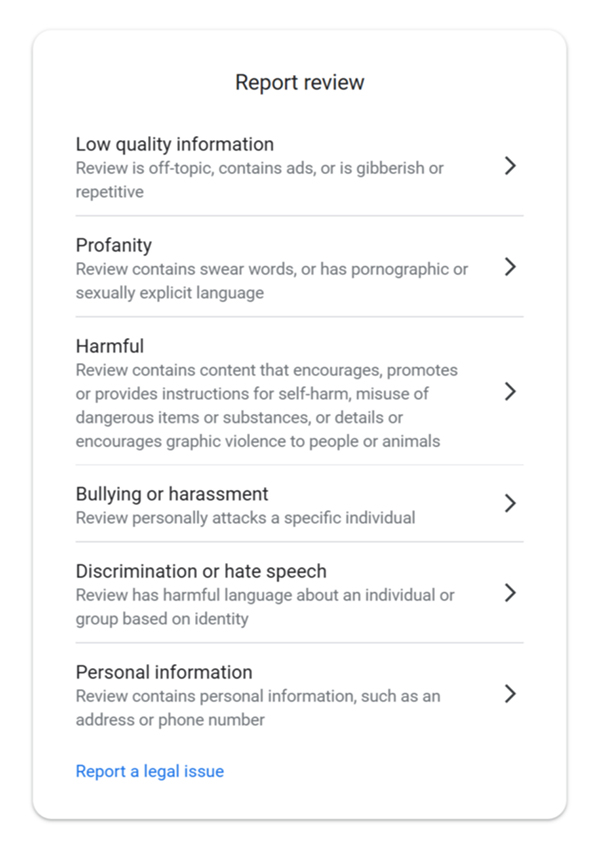 How to report an inappropriate Google reviews